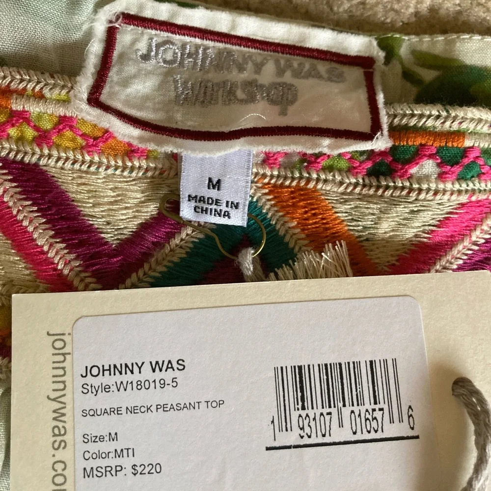 Johnny Was embroidered square neck peasant top boho NWT - Picture 6 of 14